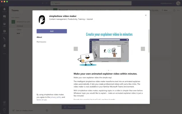 Bild: simpleshow video maker ermöglicht Erstellung animierter Erklärvideos direkt in Microsoft Teams