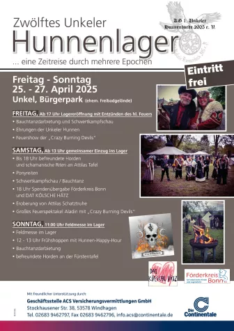 Hunnenspektakel mit Herz – das große Hunnenlager vom 25. bis 27. Juli 2025 in Unkel Bild: Hunnenspektakel mit Herz – das große Hunnenlager vom 25. bis 27. Juli 2025 in Unkel