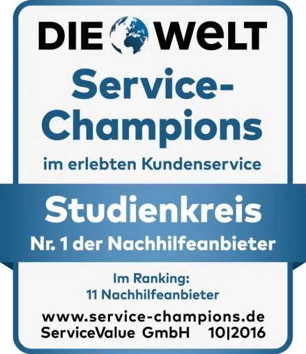 Studienkreis ist zum vierten Mal Service-Champion Bild: Studienkreis ist zum vierten Mal Service-Champion