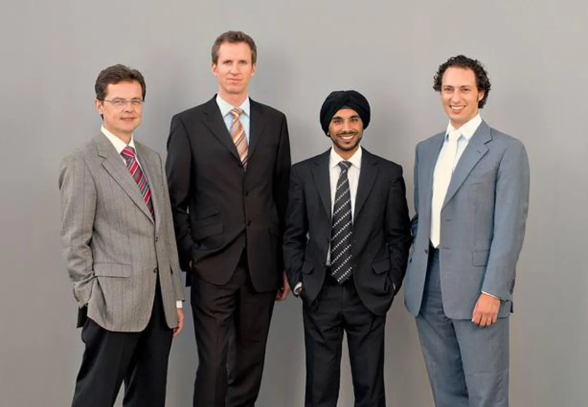 Das immatics-Management (von links nach rechts): Jürgen Frisch, M.D., Jörg Scheidle, Harpreet Singh, Ph.D. und Niels Emmerich, Ph.D.