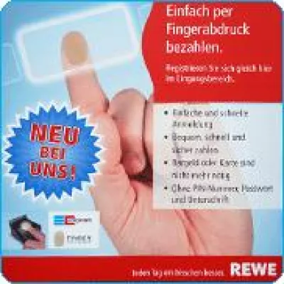 Bild: Bargeld- und kartenlos zahlen mit dem Fingerabdruck: REWE testet Zahlverfahren payeasy