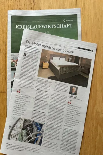 Handelsblatt präsentiert zirkuläre Hotelmatratze: doppelter Kreislauf als Modell für nachhaltige Hotellerie Bild: Handelsblatt präsentiert zirkuläre Hotelmatratze: doppelter Kreislauf als Modell für nachhaltige Hotellerie
