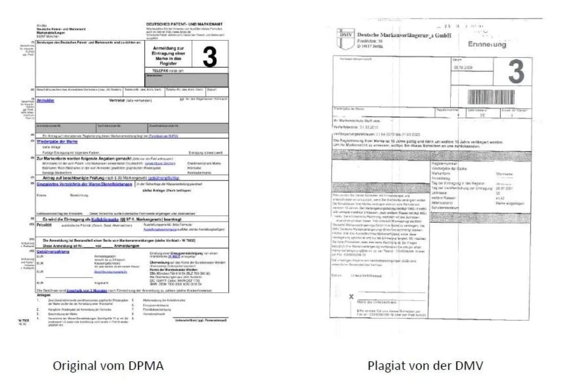 Vergleich Original und Plagiat