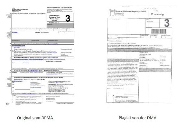 Bild: Deutsche Markenverlängerungs GmbH wirbt mit irreführenden Formular