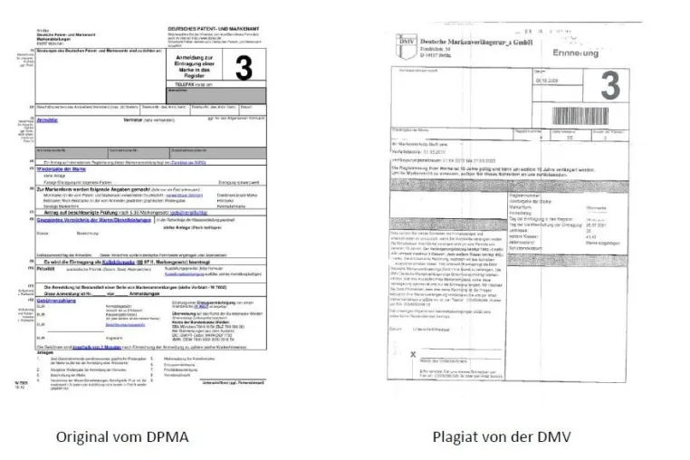 Bild: Deutsche Markenverlängerungs GmbH wirbt mit irreführenden Formular