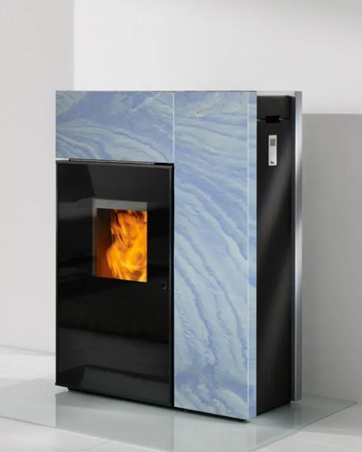 Uniqueline Pelletofen Topo mit Naturstein Azul de Macaubas
