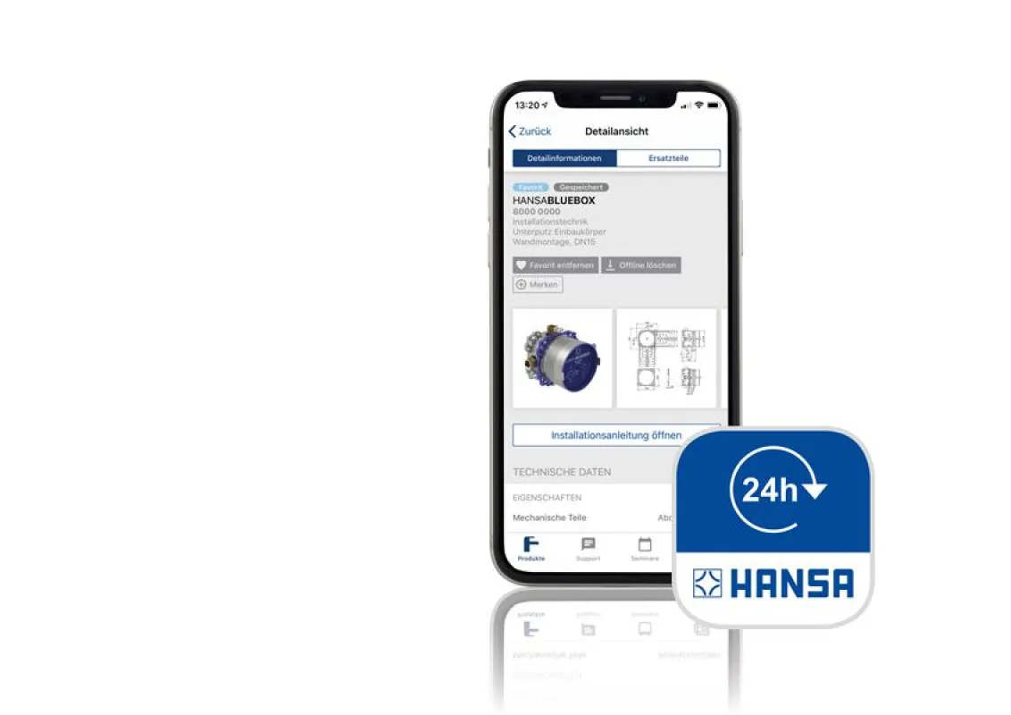 Innovativ und praktisch: Die HANSA 24h Service App für Installateure. Foto: Hansa Armaturen GmbH