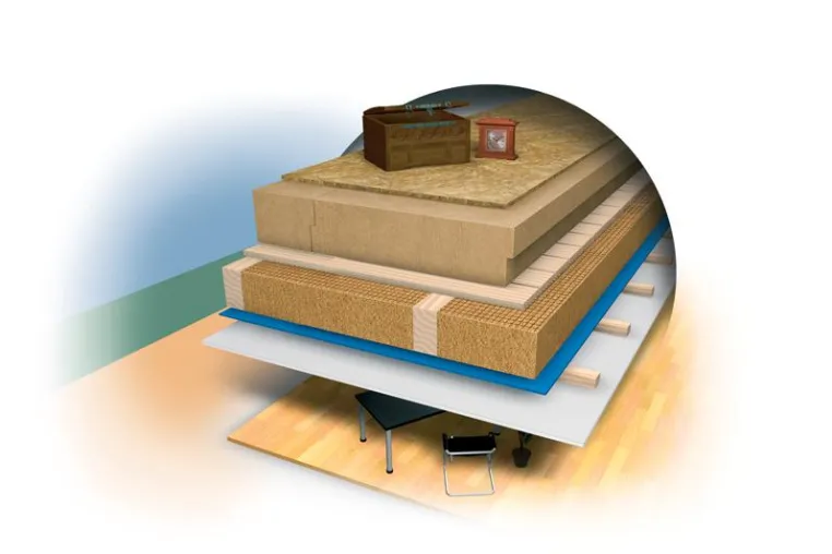 Bild: Keine Kompromisse: Geschossdeckendämmung mit Holzfaserdämmstoffen