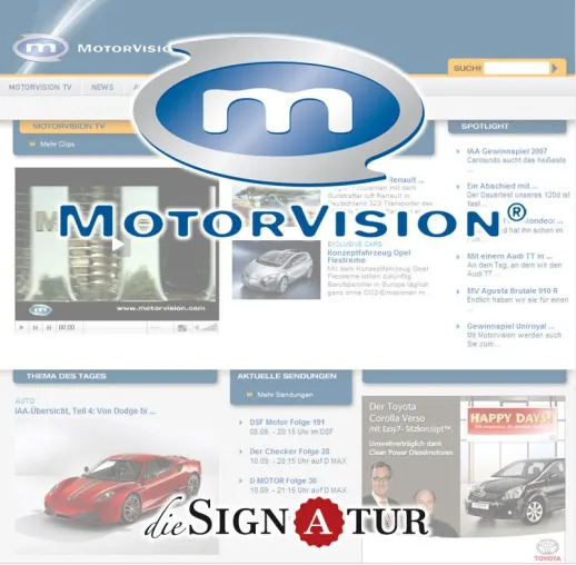 Motorvision TV startet mit dieSignatur - MEDIEN im Web neu durch Bild: Motorvision TV startet mit dieSignatur - MEDIEN im Web neu durch
