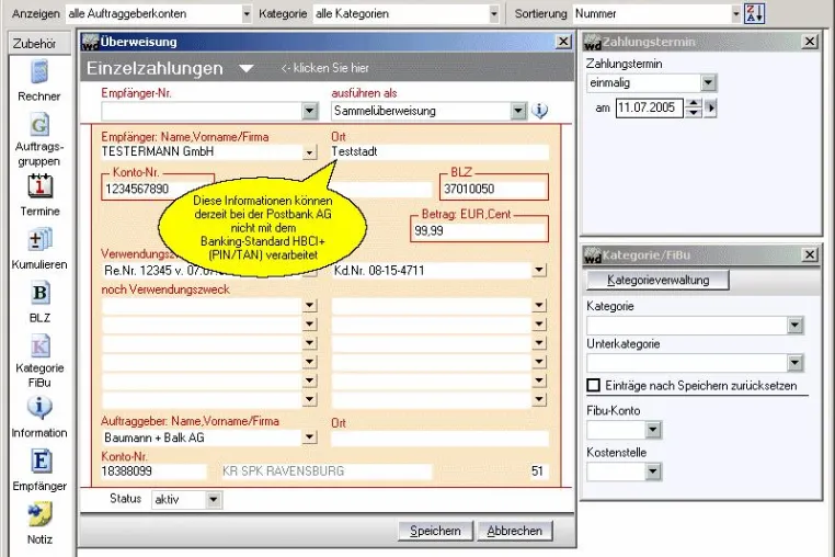 Bild: Aktuelle Version von windata professional für Postbank-Kunden