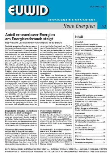 EUWID Neue Energien: Startschuss für neuen Brancheninformationsdienst Bild: EUWID Neue Energien: Startschuss für neuen Brancheninformationsdienst