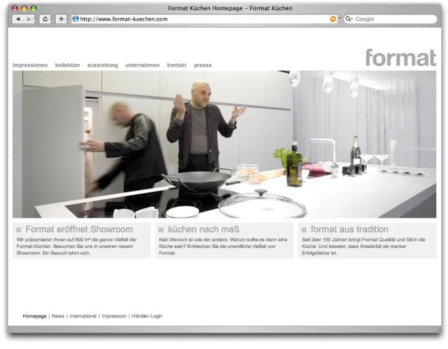 Bild: Ein Internetauftritt von Format - CODE64 inszeniert Küchenhersteller online