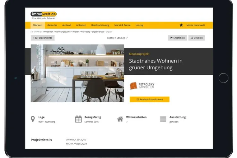 Neue Immobilien noch besser vermarkten: Immowelt schafft Platz für Neubauprojekte Bild: Neue Immobilien noch besser vermarkten: Immowelt schafft Platz für Neubauprojekte