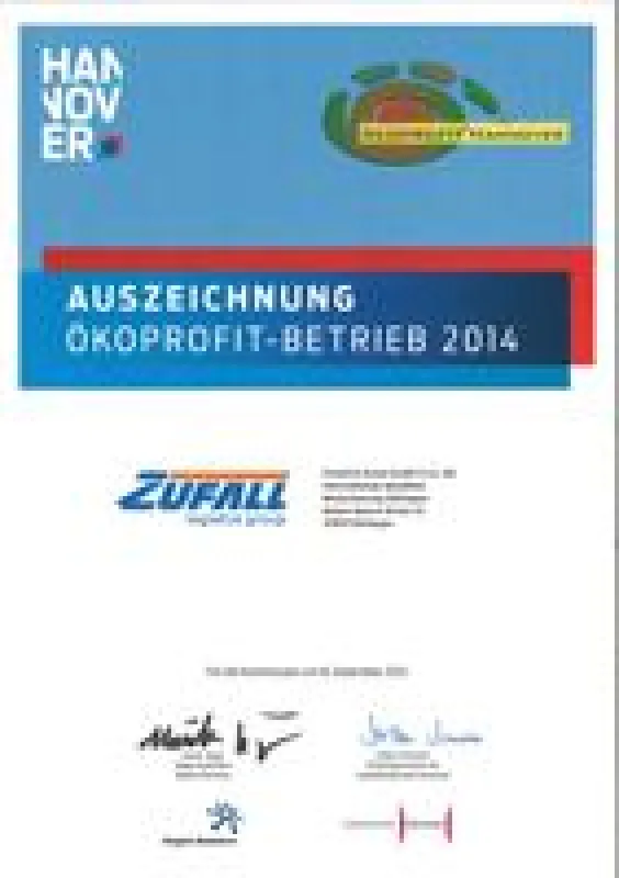 ZUFALL in Göttingen ist jetzt ein Ökoprofit-Betrieb