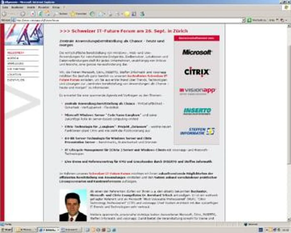 Mit Dr. Bernhard Tritsch steht beim Schweizer IT-Future forum am 26. September in Zürich einer der arviertesten Kenner für das gesamte Themenspektrum serverbasierter Lösungen als Referent und Gespräch