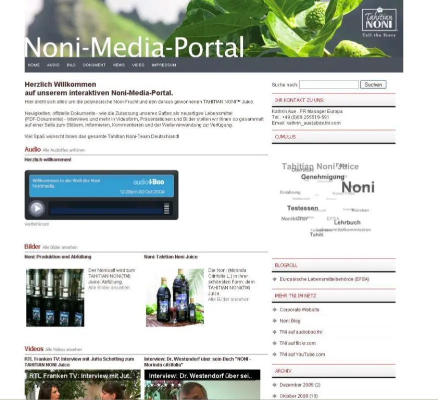 Noni Media Portal vonr Tahitian Noni International