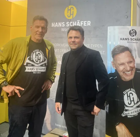 Bild: Das motiviert: Ralf Moeller und Hans Schäfer Workwear starten mit  ihrer Motivation Handwerk Initiative