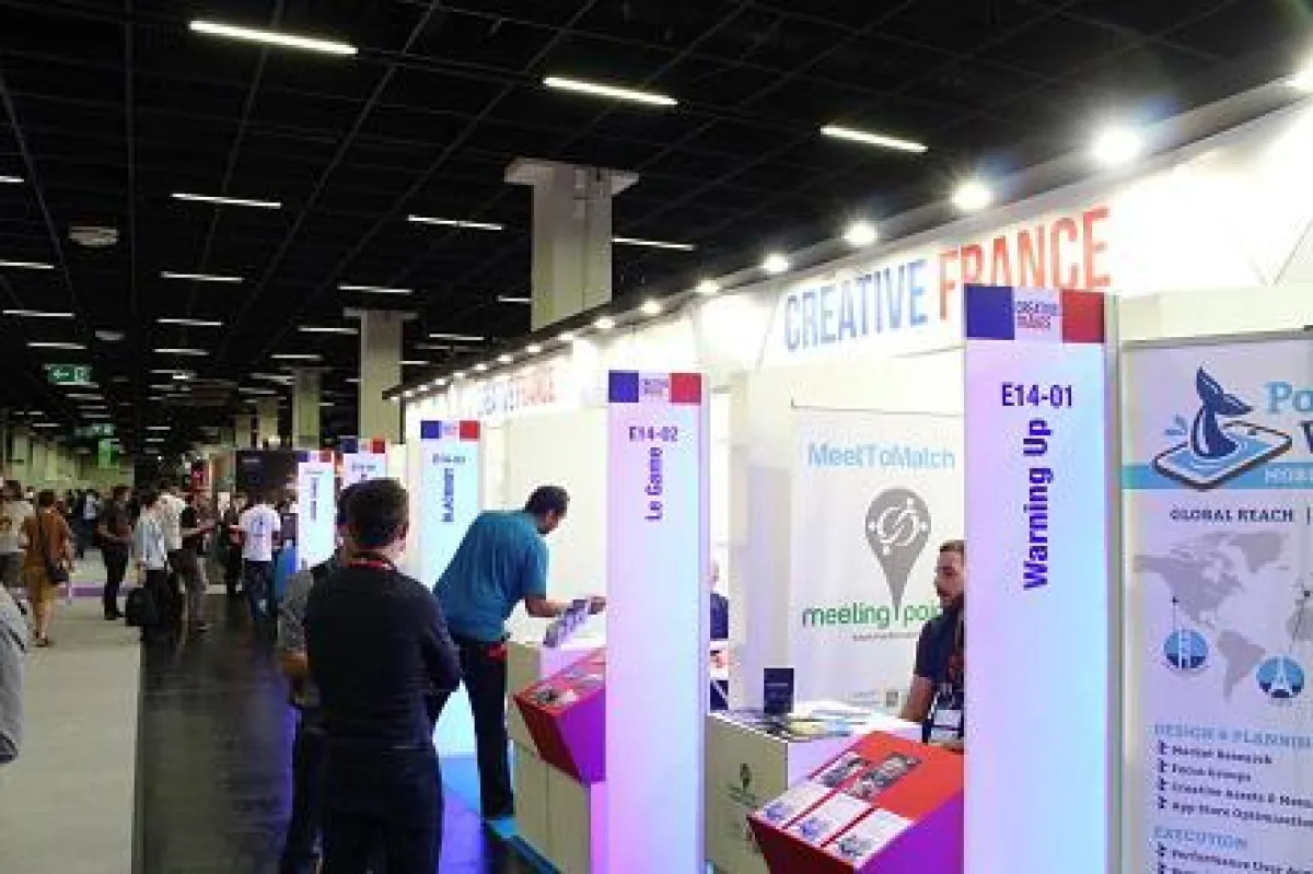 Bildunterschrift: Der französische Gemeinschaftstand auf der Gamescom 2017