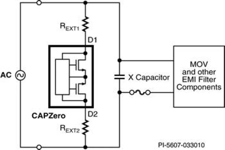 X-Kondensator Entlade IC: CAPZERO von Power Integrations Bild: X-Kondensator Entlade IC: CAPZERO von Power Integrations
