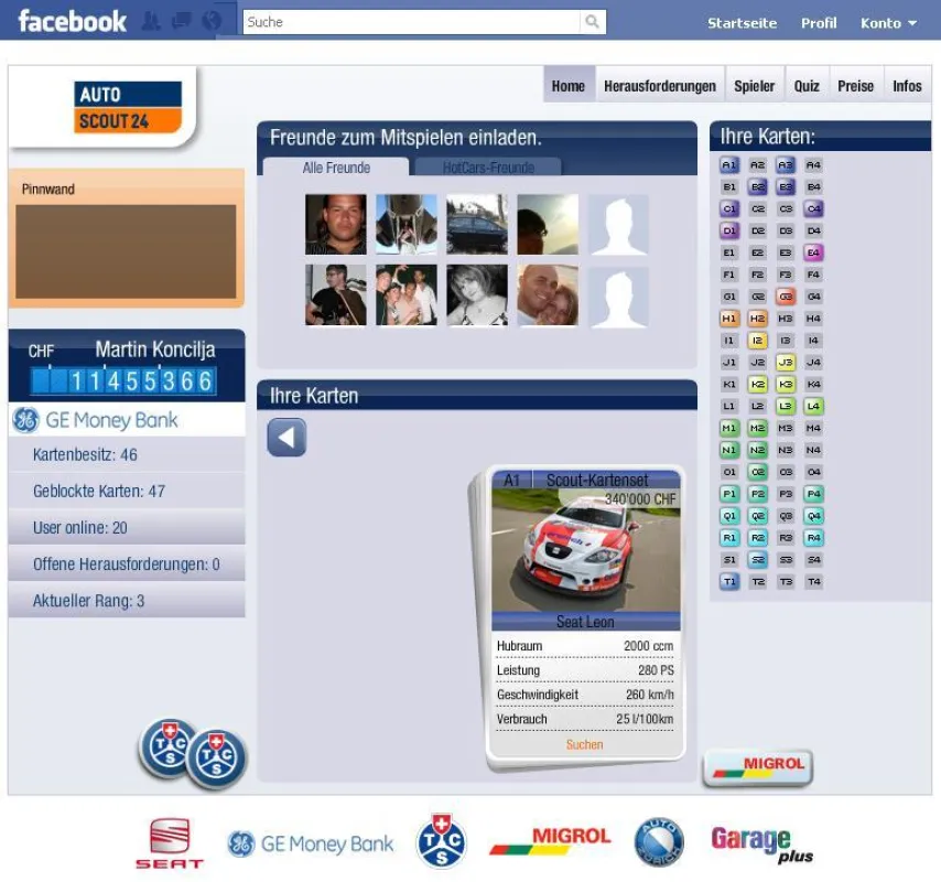Das HotCars-Quartett von AutoScout24 auf Facebook