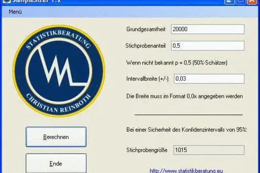 Bild: Statistikberatung Reinboth veröffentlicht kostenloses Stichproben-Tool