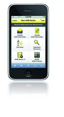 Bild: NWB Mobile – Die steuerrechtliche Datenbank für Handy und iPhone