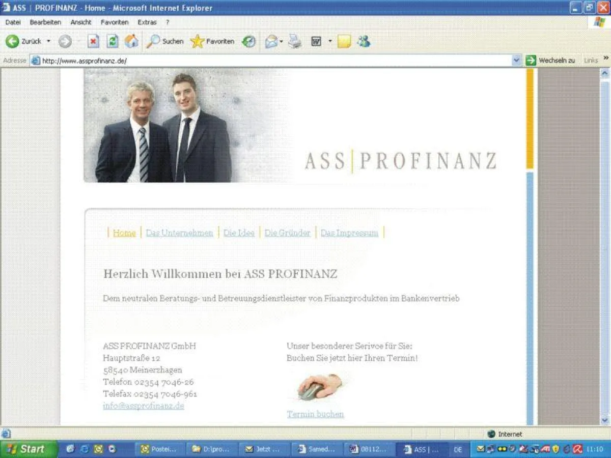 Startseite www.assprofinanz.de (Foto: proTermin.de)