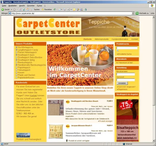 Attraktive Angebote zum CarpetCenter .de Online Shop Relaunch Bild: Attraktive Angebote zum CarpetCenter .de Online Shop Relaunch