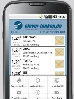 Bild: Mobile Software AG setzt für inforoad populären Service clever-tanken.de für Google Android um.