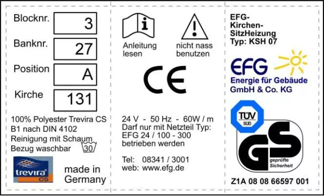 Bild: GS-Zeichen für Kirchensitzheizung aus Kaufbeuren