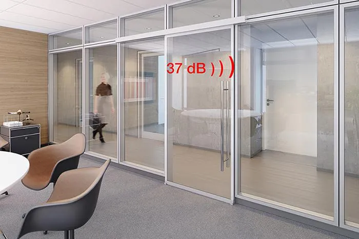 Bild: Ganzglas-Schiebetür - schallgedämmt bis 37dB (SSK2)