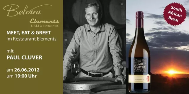 BELViNi.DE Weinversand und Elements präsentieren exklusives Meet, Eat & Greet mit Spitzenwinzer Paul Cluver Bild: BELViNi.DE Weinversand und Elements präsentieren exklusives Meet, Eat & Greet mit Spitzenwinzer Paul Cluver