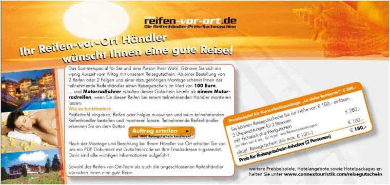 Bild: 100 Euro „Reisegutschein“ für die Kunden von reifen-vor-ort.de