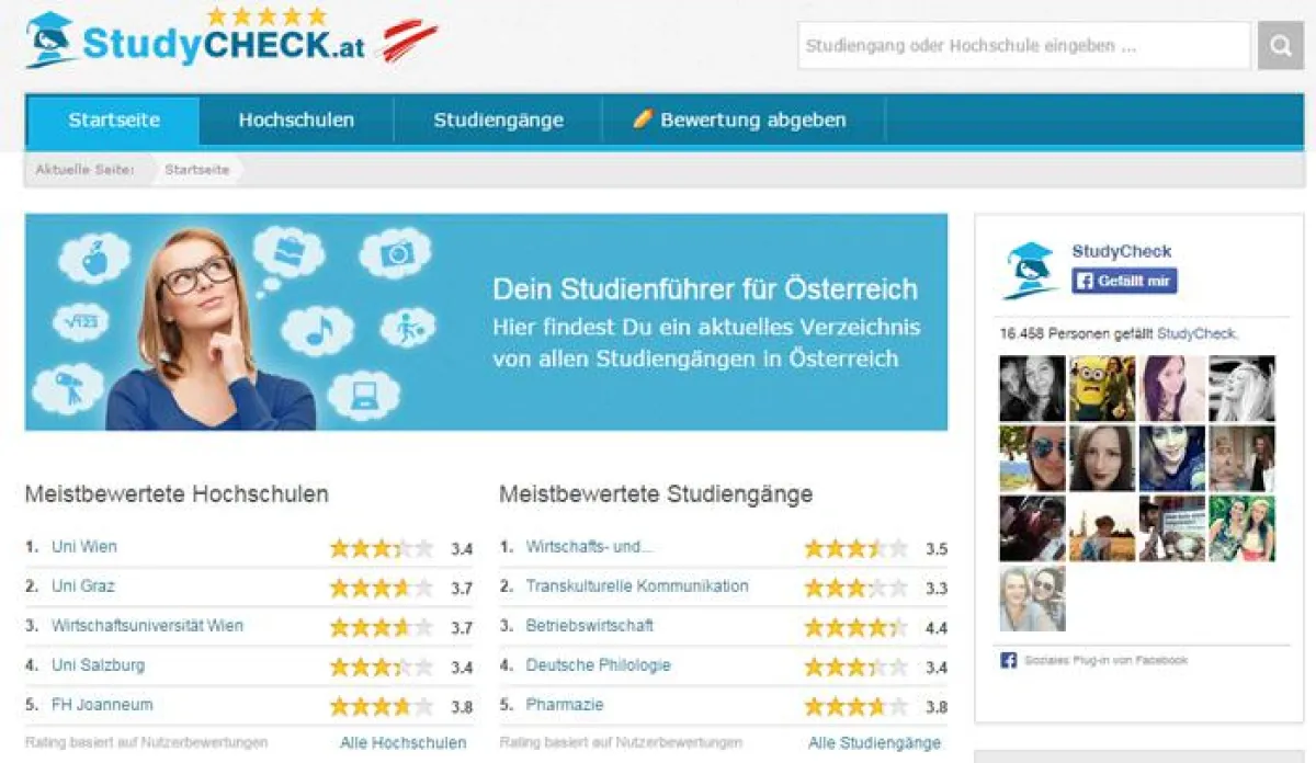 StudyCheck.at - Das Bewertungsportal für Studiengänge in Österreich