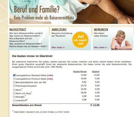 Bild: Transparent präsentiert: Kostenkalkulator für eine mobile Reiseagentur