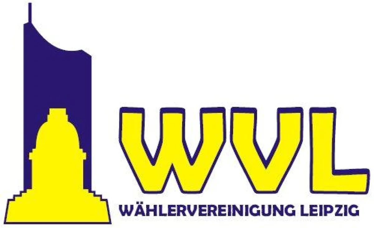 Die Wählervereinigung Leipzig - mit Völkerschlachtdenkmal und Uni-Riese im Logo integriert (www.wv-leipzig.de)
