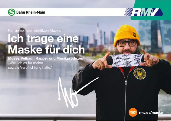 Bild: Kampagne von huth+wenzel für den RMV: Promis tragen Maske für dich 