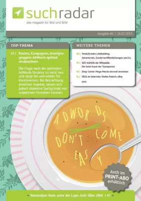 SEO-/SEM-Magazin suchradar macht seine Leser auch im Jahr 2014 fit in Sachen Online-Marketing Bild: SEO-/SEM-Magazin suchradar macht seine Leser auch im Jahr 2014 fit in Sachen Online-Marketing
