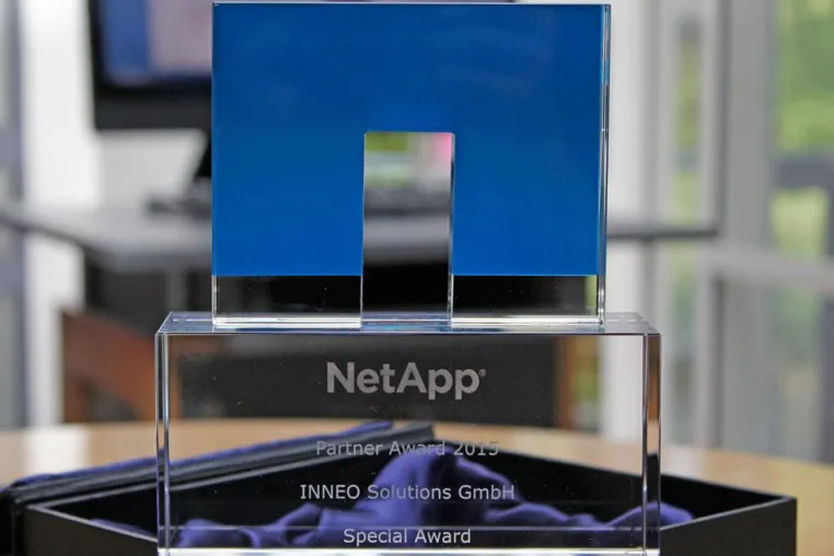 INNEO erhielt besondere NetApp-Auszeichnung als langjähriger Partner für herausragende Leistungen Bild: INNEO erhielt besondere NetApp-Auszeichnung als langjähriger Partner für herausragende Leistungen