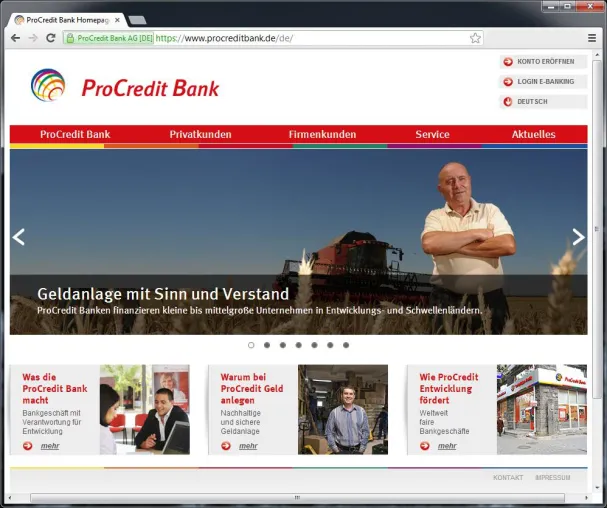 Bild: formativ Internetagentur Frankfurt erstellt neue Website der ProCredit Bank Deutschland