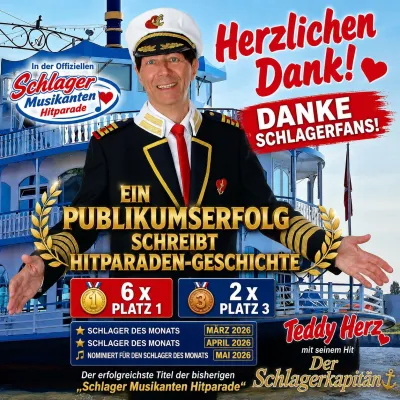 Auf Wunsch vieler Radios und DJs: Teddy Herz veröffentlicht "Der Schlagerkapitän (Radio Version)" Bild: Auf Wunsch vieler Radios und DJs: Teddy Herz veröffentlicht "Der Schlagerkapitän (Radio Version)"