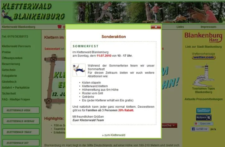 Bild: Ferienzeit – Familienzeit, vielleicht beim Sommerfest im Kletterwald?