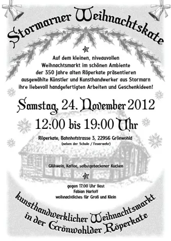 Kunsthandwerker-Weihnachtsmarkt in Grönwohld am 24.11.2012 Bild: Kunsthandwerker-Weihnachtsmarkt in Grönwohld am 24.11.2012