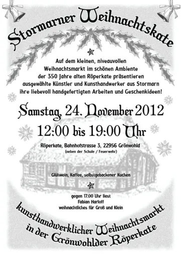 Bild: Kunsthandwerker-Weihnachtsmarkt in Grönwohld am 24.11.2012