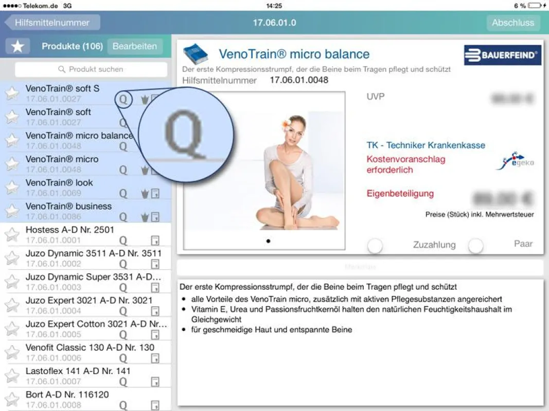 Auf einen Blick bei der App eHMB erkennbar: Der Betrieb ist für das Produkt präqualifiziert.
