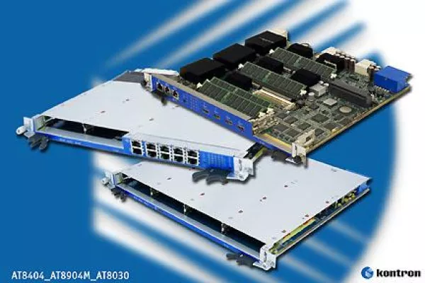 Bild: Triumvirat: Drei 10 GbE ATCA Boards von Kontron für Triple-Play Breitbandnetzwerke