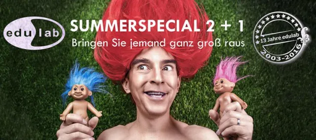 Bild: 2plus1-Sommeraktion bei edulab Seminaren: Zwei anmelden – Einen mitnehmen