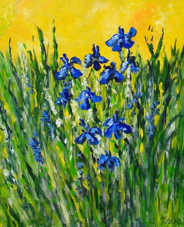 Blaue IRIS, Lack/Leinwand, 120x100 cm / 2015