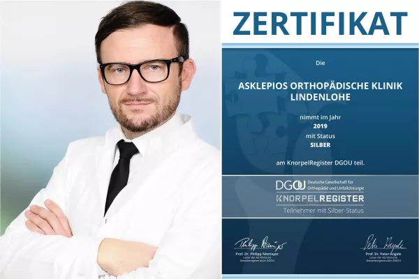 Bild: Silber-Status im DGOU-KnorpelRegister für die Asklepios Orthopädische Klinik Lindenlohe
