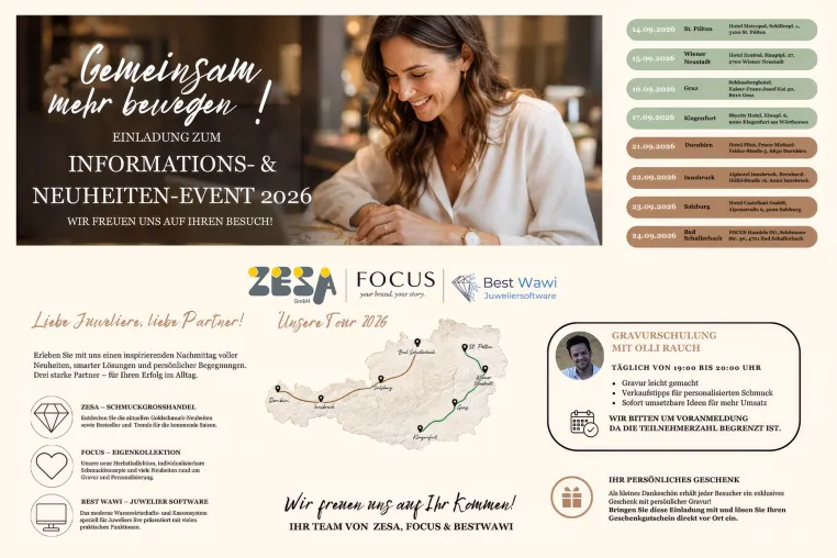 Bild: Inspirierender Nachmittag für Juweliere: FOCUS, ZESA und BEST WAWI live erleben